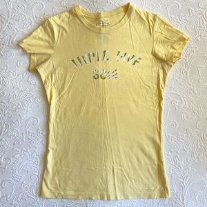 Triple 5 Soul yellow cotton vintage tee shirt gray logo cap sleeve round neck S